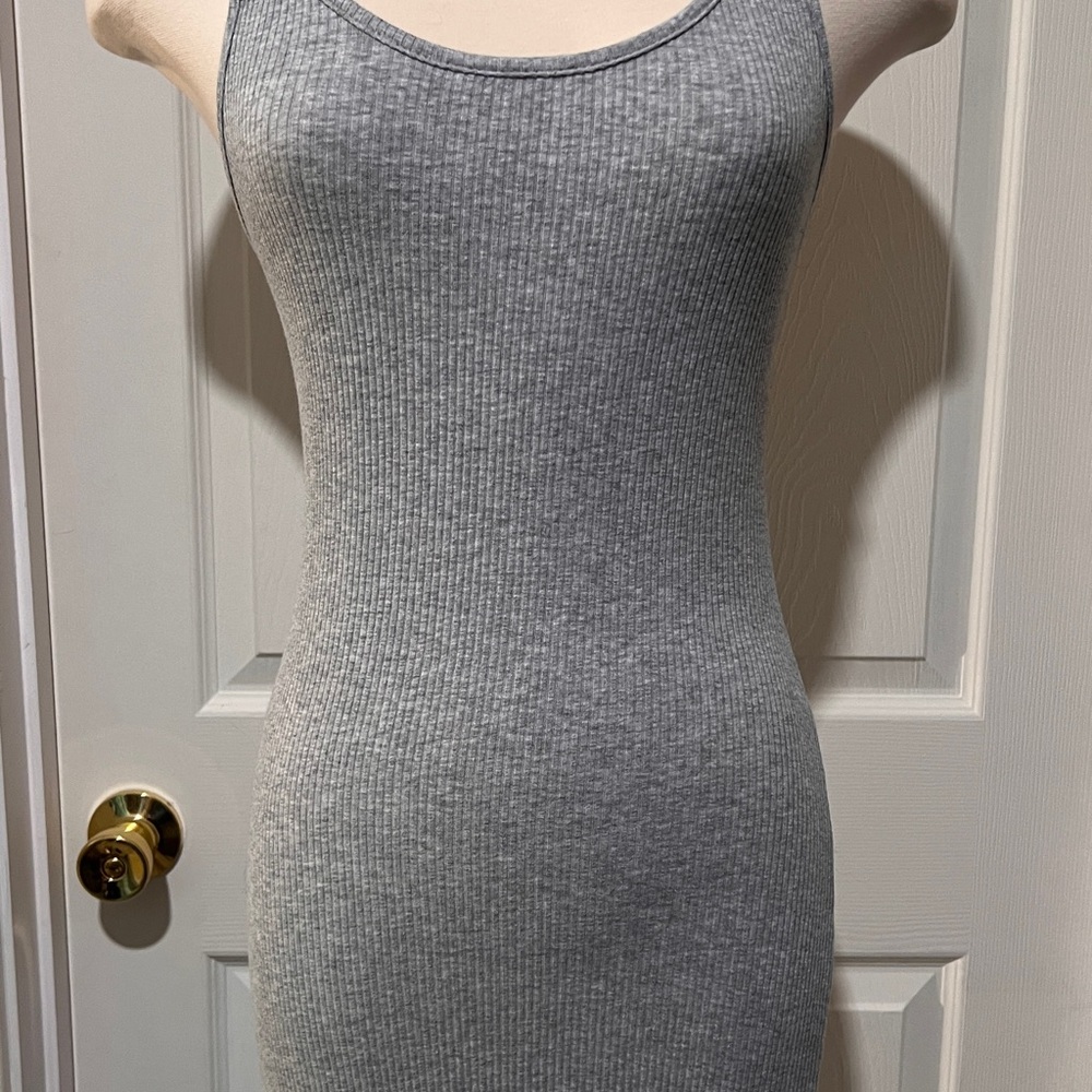 Gray Ribbed Tank Dress